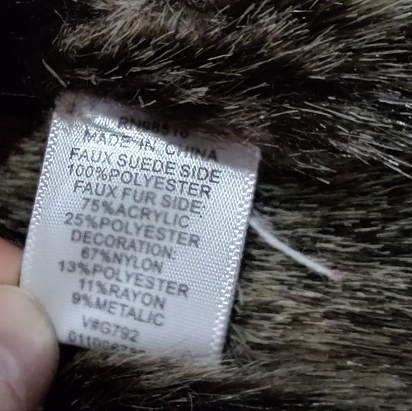 Coldwater Creek Brown Embroidered Boho Faux Suede Fur Lined Jacket Small - Picture 8 of 10